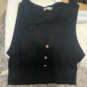 Free people button front black shirt